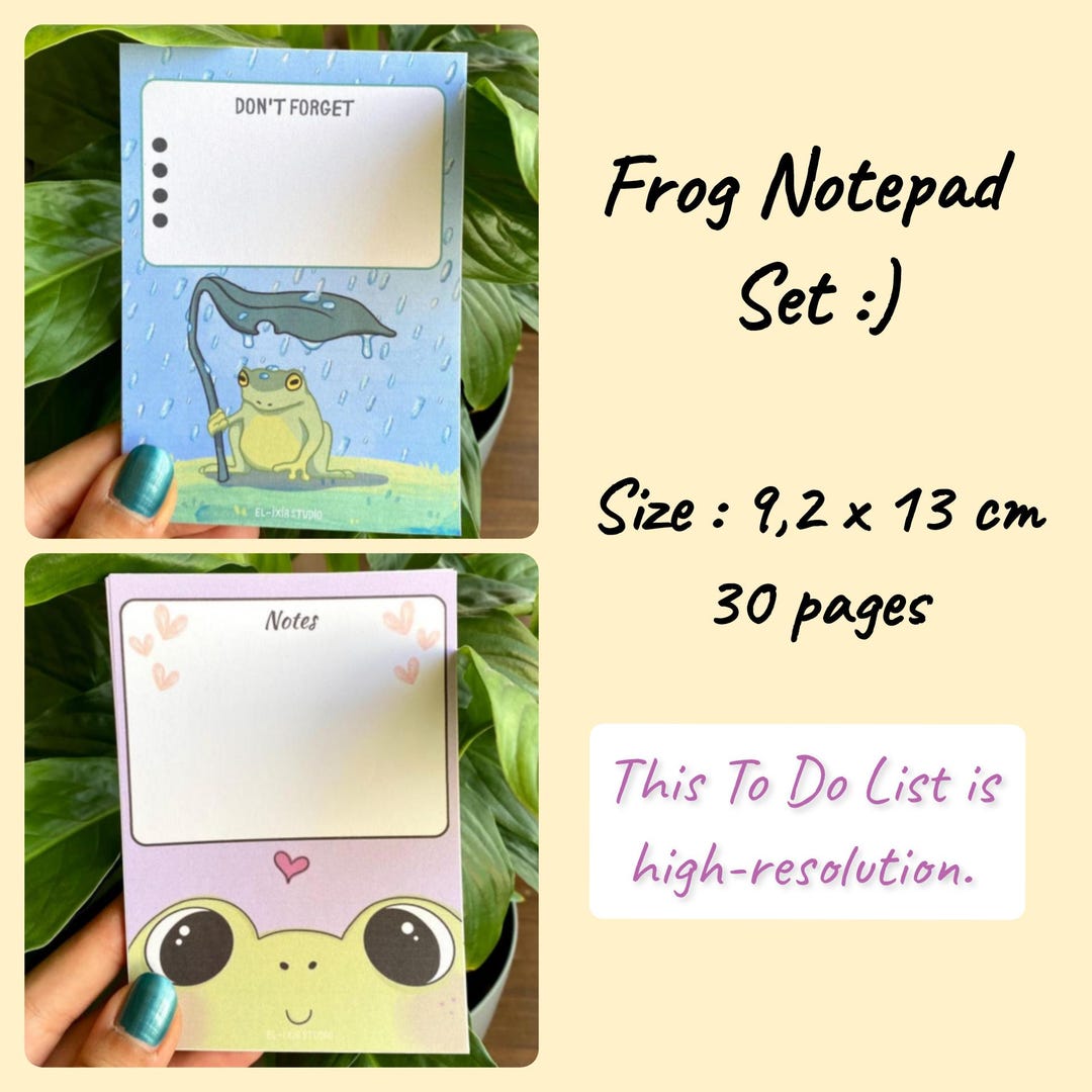 Frog Notepad Set, Kawaii Chill Theme Glued Notepad, to Do List, Back to ...