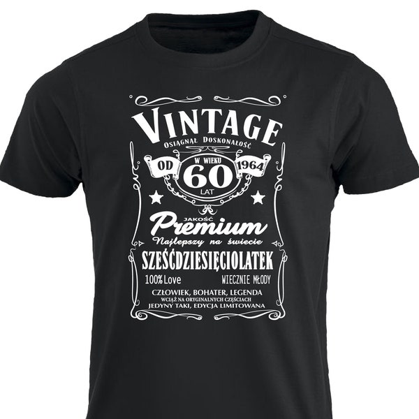 Vintage 1964 60 lat Urodziny Smieszna Koszulka Urodzinowa Polska Prezent Polskie Koszulki w UK 60.Geburtstags-T-Shirt