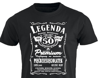 1974 50 lat Urodziny Legenda Smieszna Koszulka Urodzinowa Polska Prezent Polskie Koszulki w UK 50th Birthday Tshirt PL