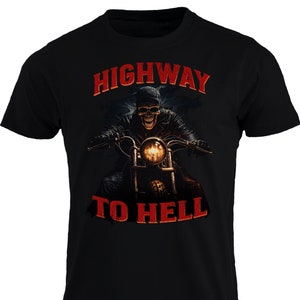 Highway To Hell Skeleton Rider Dark Red Motorcycle T-shirt Motorbike Bike Chopper Fun Tee Skull Cafe Racer Tshirt Biker Dad Grandad Grandpa