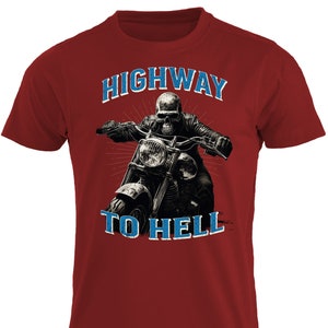Highway To Hell Skeleton Rider Blue T-shirt Moto Moto Chopper Tee Skull Cafe Racer Tshirt Biker Dad Grandad Grandpa Motocycliste