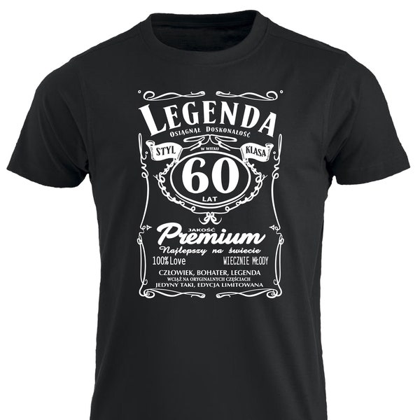 60 lat Urodziny Legenda Smieszna Koszulka Urodzinowa T shirt Polska Prezent Polskie Koszulki w UK 60th Birthday Tshirt