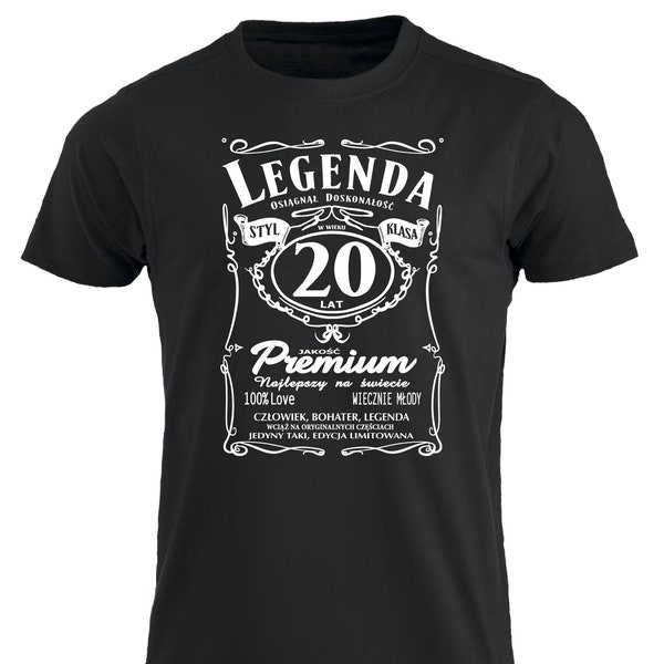 20 lat Urodziny Legenda Smieszna Koszulka Urodzinowa T-Shirt Polska Prezent Polskie Koszulki w UK 20.Geburtstag Tshirt