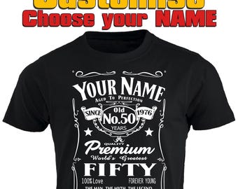 Personalised Men's 50th Birthday Shirt, Custom Name, 1976 Limited Edition Vintage Tee, 50 Years Aged to Perfection, Turning 50 Gift for Him