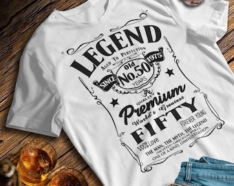 50th Birthday Gift Ideas for Men, Legend Since 1975, 50th Birthday Gifts for Him, Mens T shirt, 50 Aged to Perfection