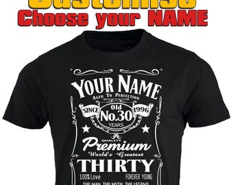 Personalised Men's 30th Birthday Shirt, Custom Name, 1996 Limited Edition Vintage Tee, 30 Years Aged to Perfection, Gift for Him