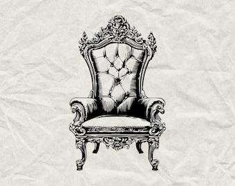 Throne Chair Silhouette SVG PNG EPS, Royal Seat Clipart, King Queen Luxury Cut Files