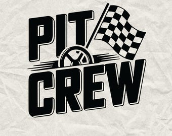 Pit Crew Racing SVG: Födelsedagströjadesign, Racerbilsflagga (digital nedladdning)