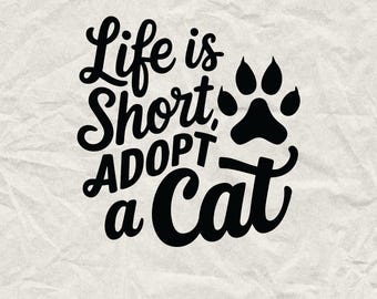 Adopt a Cat SVG: Rescue Animal Shirt Design (Digital Download)