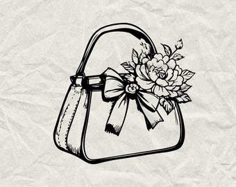 Silhouette di borsa SVG PNG EPS, Clipart di moda per borse, File di taglio per accessori per borse da donna