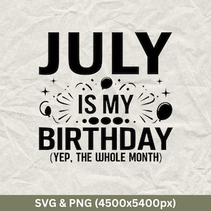 July Birthday SVG: Funny Birthday Month Shirt Design (Digital Download)