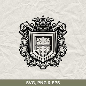 Shield Silhouette SVG PNG EPS, Medieval Knight Armor Clipart, Badge Crest Cut Files