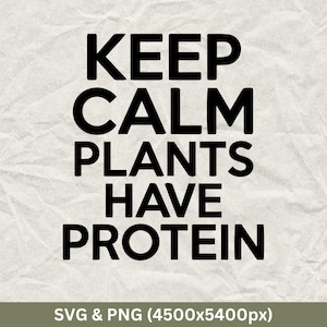 Keep Calm Plants Have Protein Svg, Vegan Svg, World Vegan Day Svg, Vegetarian Shirts, Vegan Quotes Svg, Animal Right Svg, Funny Vegetarian
