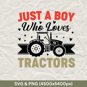 Garçon qui aime les tracteurs SVG : conception de chemise de ferme (téléchargement numérique)
