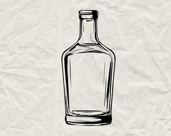 Fles silhouet SVG PNG EPS, glazen drankcontainer clipart, vintage drank gesneden bestanden