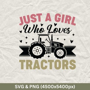Fille qui aime les tracteurs SVG : conception de chemise de ferme (téléchargement numérique)