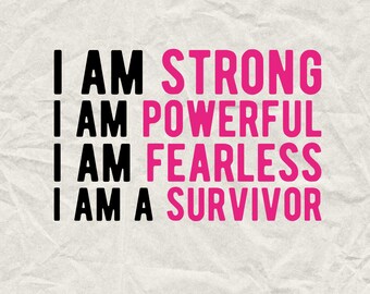 Breast Cancer Awareness Survivor Quote SVG PNG - Pink Ribbon Cut Files (Digital Download)