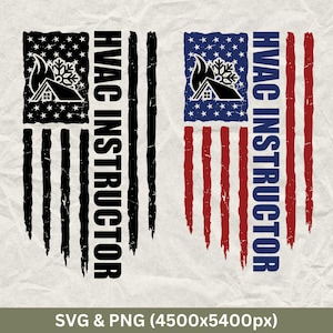 HVAC Instructor American Flag SVG PNG: Cricut Cut File