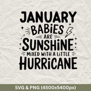 January Babies Are Sunshine Mixed With A Little Hurricane Svg, January Birthday Shirt, Funny Birthday Gift, Birthday Party, Birthday Squad.
