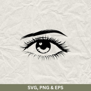 Human Eyes Silhouette SVG PNG EPS, Eye Clipart, Eyelashes Vision Face Cut Files