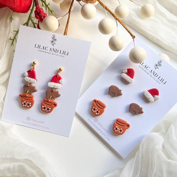 Christmas Earrings| Santa Hat Earrings| Maranito Earrings| Maranito Pan Earrings| Holiday Earrings| Clay Earrings| Mexican Earrings