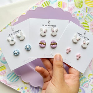 Easter Earrings| Bunny Earrings| Easter Stud Pack| Spring Earrings| Easter Bunnies|Clay Earrings|Polymer Clay Earrings|Handmade|gift for her