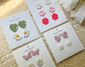 Clay Studs Earrings| Clay Stud Sets| Gifts for Her| Spring Studs| Summer Studs| Clay Floral Studs| Clay Stud Pack| Polymer Clay Earrings