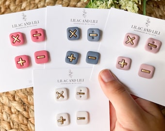 Back-to-School Earrings| Math Teacher Studs| Math Teacher Earrings| Gifts for Teacher| Clay Earrings| Math Studs|Polymer Clay Earrings|studs