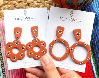 Kolczyki meksykańskie | Kolczyki Cinco De Mayo | Kolczyki Cazuela de Barro | Kolczyki Barro | Kolczyki z meksykańskiej gliny | Aretes Mexicanos | Kolczyki ręcznie robione