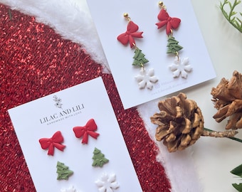 Christmas Earrings| Holiday earrings| Christmas stud pack| Christmas gifts| Polymer clay earrings| clay earrings|gifts for her| handmade