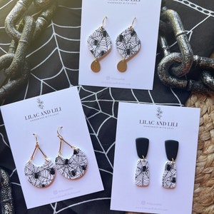 Spider Earrings| Spider web earrings| Polymer clay earrings| clay earrings| Halloween earrings| Spider web dangles| Handmade earrings|unique