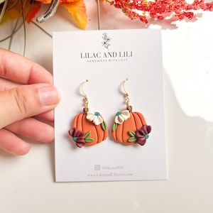 Herbst Ohrringe | Fimo Ohrringe | Ton Ohrringe | Kürbis Ohrringe | Kürbis Ohrhänger Herbst Kürbis Blumenton Ohrringe | florale Ohrringe