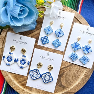 Mexican Earrings| Talavera Earrings| Azulejo Earrings| Cinco De Mayo Earrings| Santorini Earrings| Spanish Tile Earrings| Summer Earrings