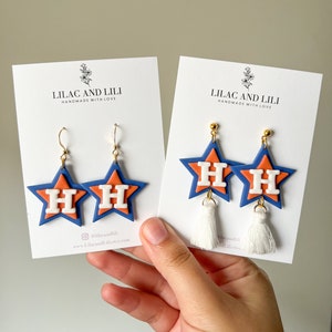 Astros Earrings| HTX Astros Clay Earrings| Houston Astros Earrings| Clay Earrings| Handmade Earrings| Astros Clay Earrings| H-Town Earrings
