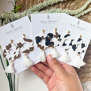 Western Earrings| Western Clay Earrings| Cow Print Earrings| Rodeo Earrings| Cow Print Clay Earrings| Flower Western Earrings| Handmade