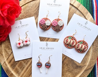 Pendientes mexicanos/ Pendientes del Cinco de Mayo/ Pendientes de plato de tacos/ Pendientes de comida mexicana/ Pendientes de spong mexicano/ Pendientes de paleta payaso