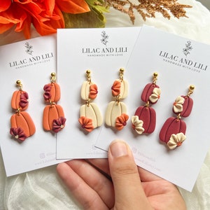 Herbst Ohrringe | Floral Kürbis Ohrringe | Herbst Ohrringe | Kürbis Ohrringe | Ton Ohrringe | Fimo Ohrringe | Blumen Ohrringe | Handgefertigt