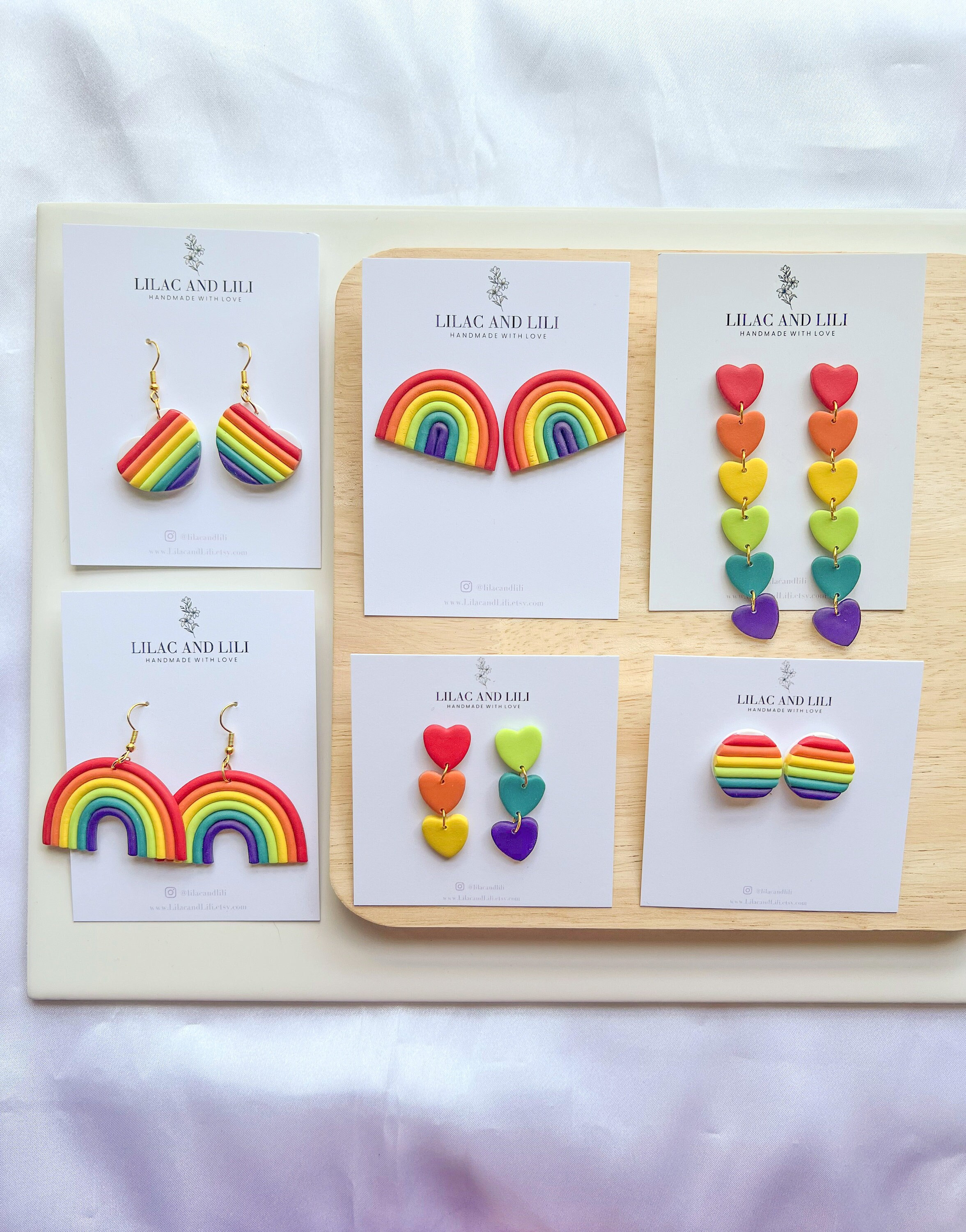 Pride Earrings| Polymer Clay Earrings| Rainbow Earrings| LGBTQ+ Earrings| Pride Heart Earrings| Pride Jewelry| Pride Statement Earrings|