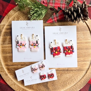 Christmas Clay Earrings| Snoopy&#39;s Doghouse Earrings| Snoopy Earrings| Christmas Snoopy Dog Earrings| Christmas Lights Earrings| Handmade