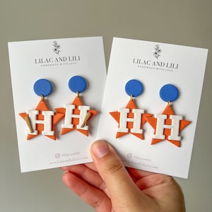 Astros Earrings| HTX Astros Earrings| Houston Astros Earrings| Astros Clay Earrings| Sports Earrings| HTX Earrings| Astros Dangles| Handmade