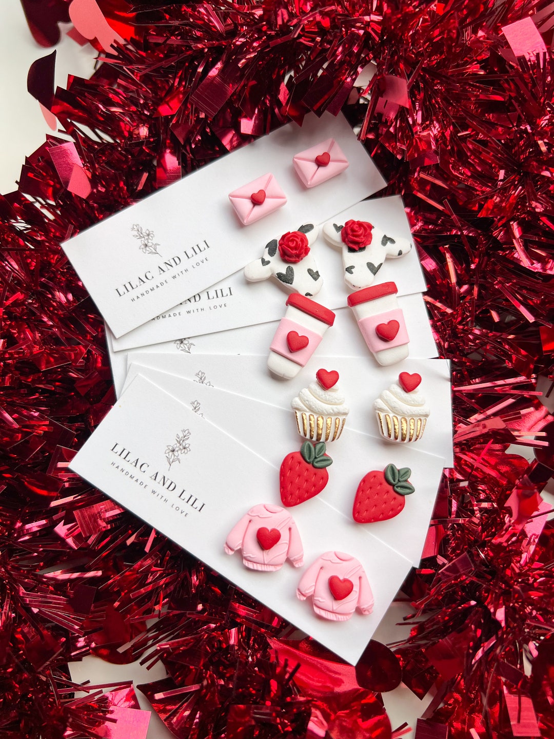 Valentine's Day Earrings Vday Earrings Clay Earrings Valentine's Day