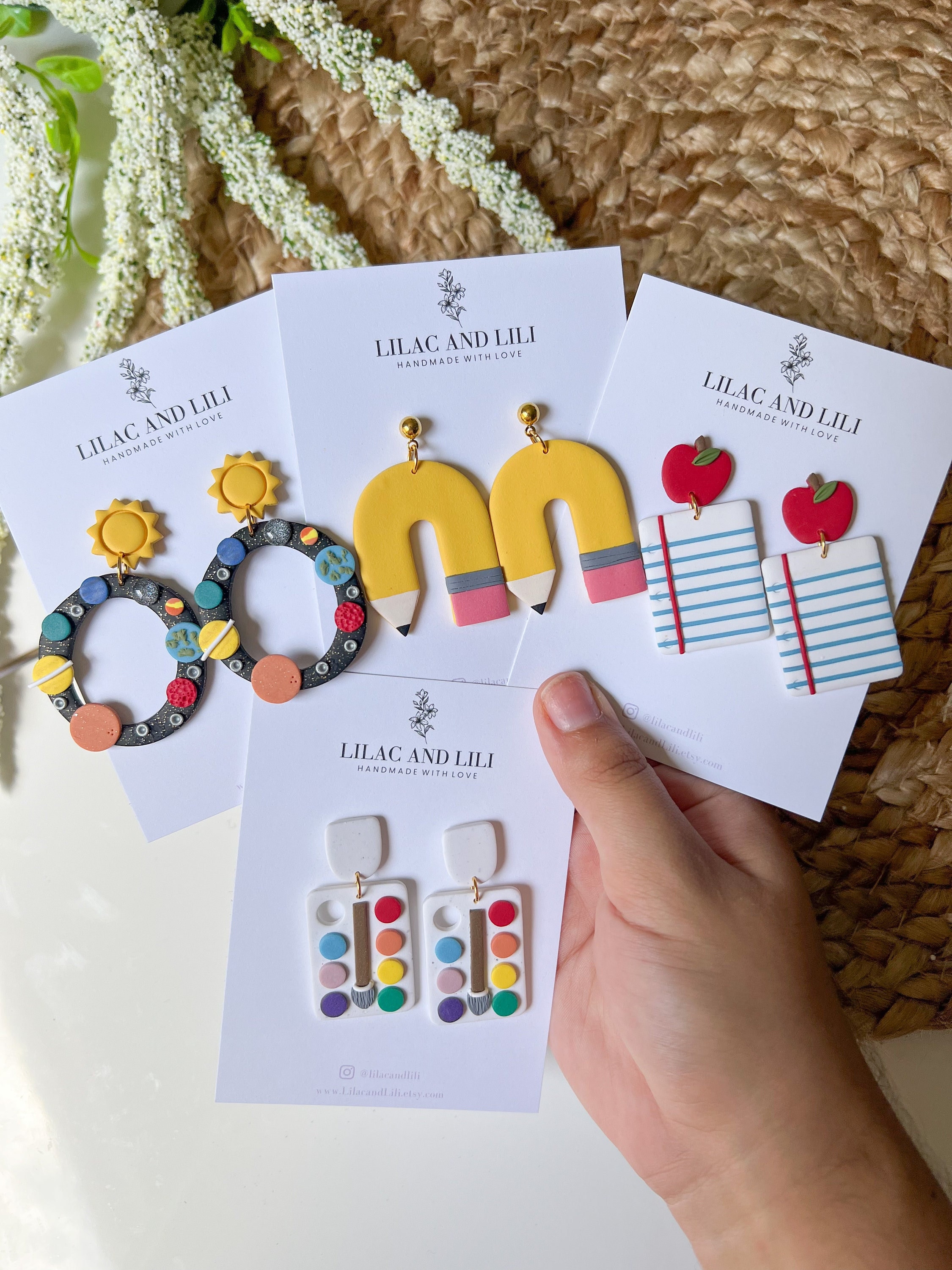 Back to School Earrings| Teacher Gift| Teacher Appreciation Earrings| Pencil Earrings| School Clay Earrings| Paper Earrings| School Earrings