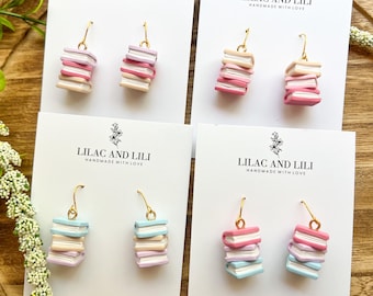 Book Clay Earrings| Teacher Earrings| Back-to-School Earrings| Stacked Book Earrings| Book Lover Earrings| Bookish Earrings|Book Lover Gifts