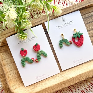 The Very Hungry Caterpillar Earrings| Caterpillar Earrings| School Clay Earrings| Teacher Earrings| Elementary Teacher Earrings|Teacher Gift