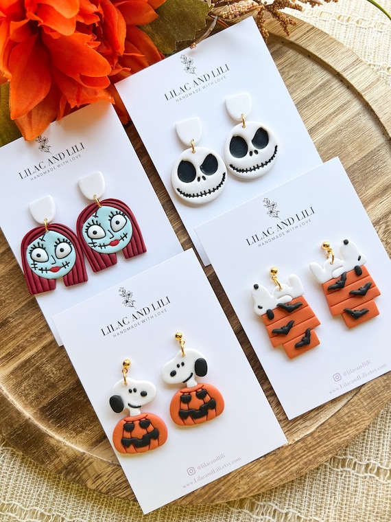 Orecchini A Borchie Nightmare Before Christmas - Jack Skellington & Sally, Tema Halloween E Natale