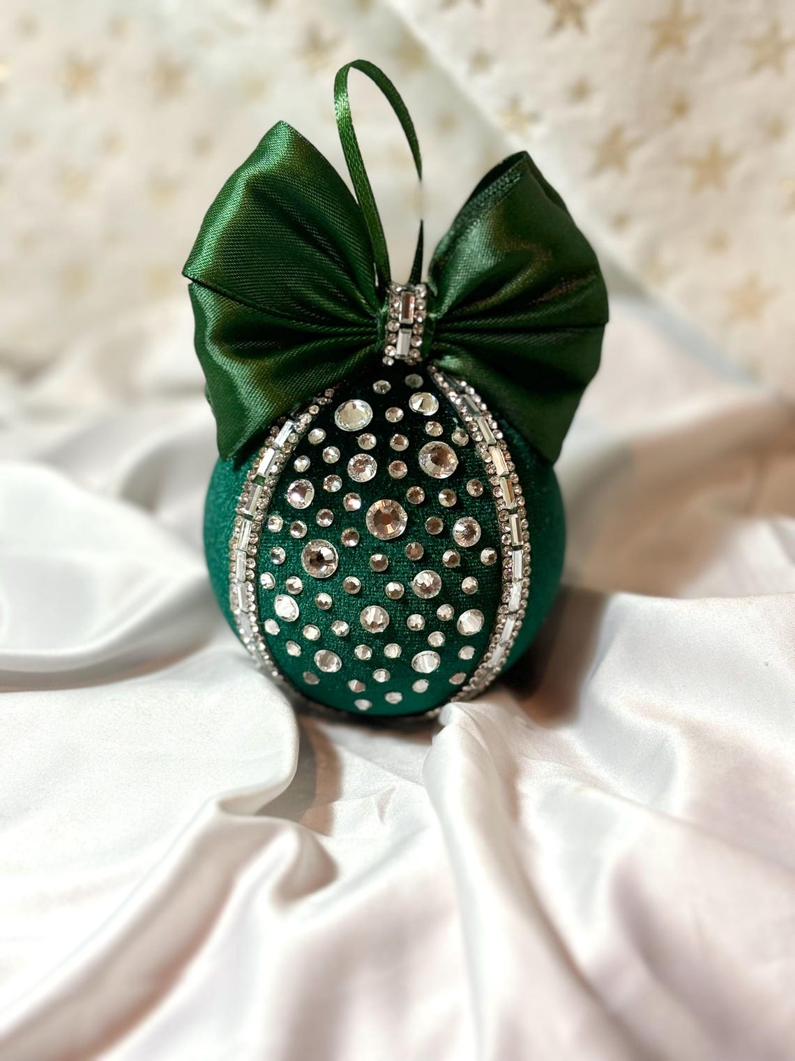 Handmade Emerald Green Velvet Christmas Ornament With Rhinestones - Etsy