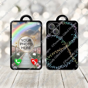 Phone Memorial Keyring Design Digital Download, Heaven Memorial PNG, Mobile Keyring PNG, Dad Memorial, Father's Day Photo Memorial Keyring image 4