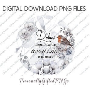 Robins apparaissent Design téléchargement numérique, 2 PNG, Robins apparaissent cercle Design PNG, Robin Memorial PNG, Sublimation Robin, Robin PNG, Noël