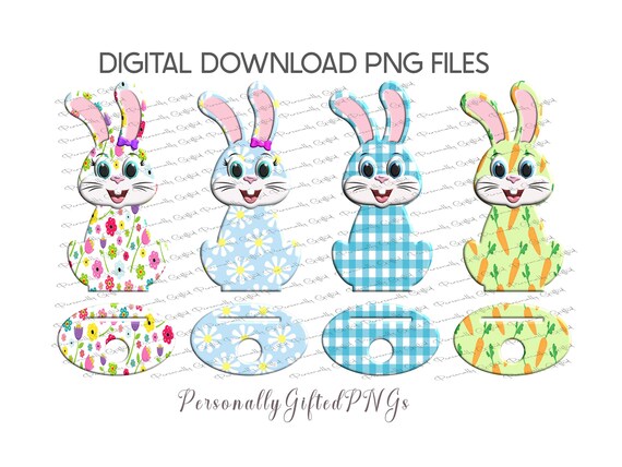 Bunny With Egg Holder Stand Design Bundle Digital Download 16 PNGs, Bunny Sublimation, Easter Design Bundle, Easter Rabbit PNG, Easter PNG