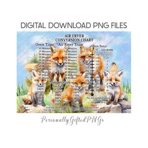 Tableau de Conversion de friteuse à air chaud Fox planche à découper Design en téléchargement numérique, Conversion de friteuse à air comprimé PNG, cadeau de Noël renard, cadeau de pendaison de crémaillère PNG